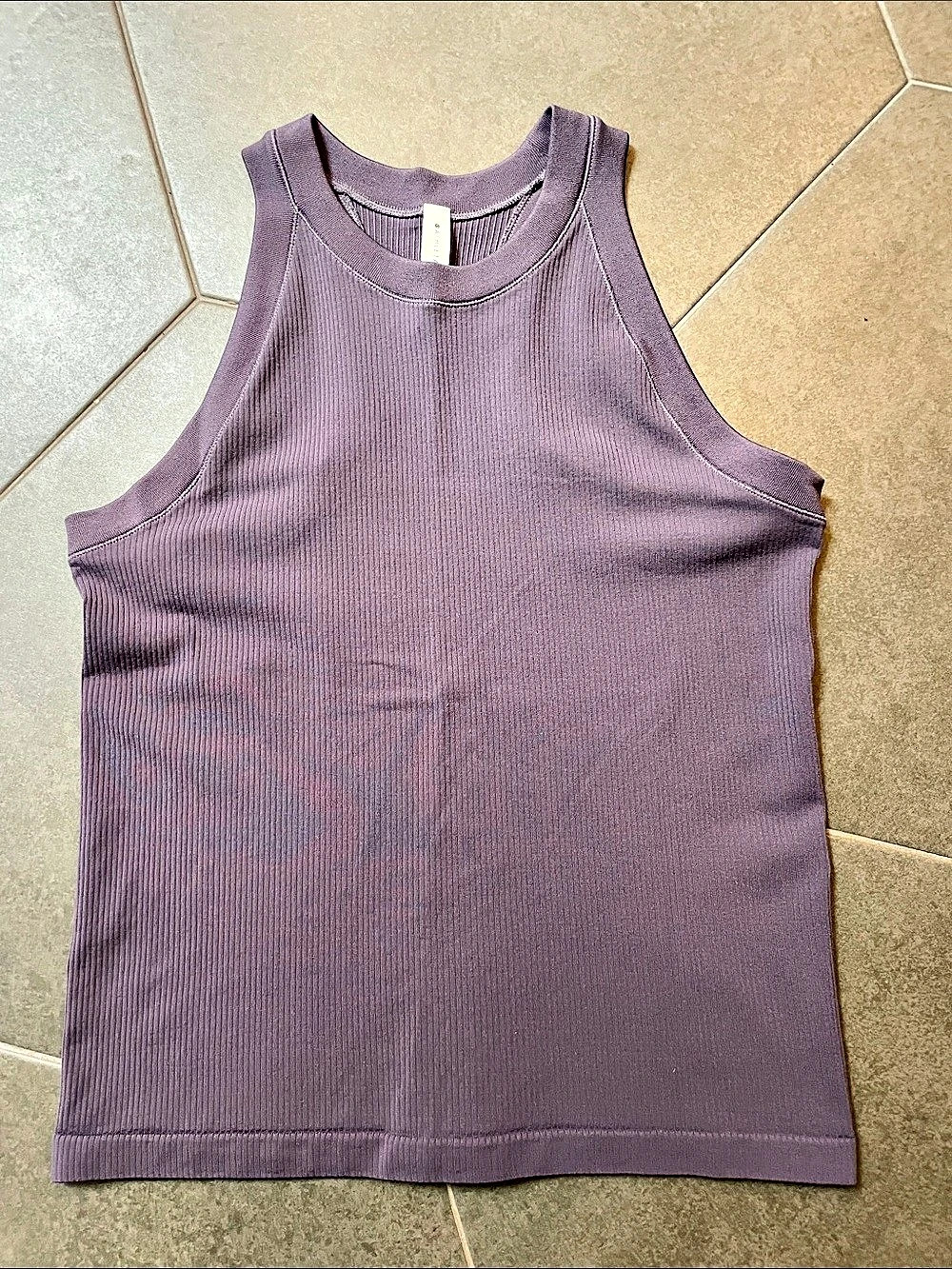 Athleta Ribbed High Neck Tank Top in Purple L